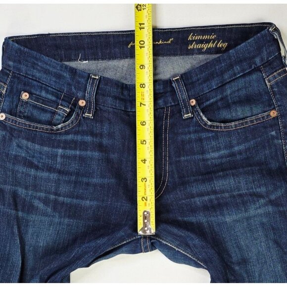 7 For All Mankind Size 27X34 Women Kimmie Straight Leg Blue Denim Jeans USA Made - Picture 2 of 12